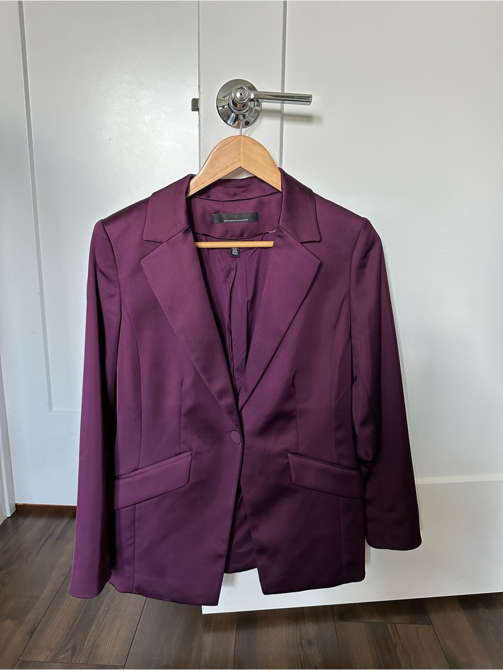 White House Black Market Women's Plum/Deep Purple Single-Button Blazer